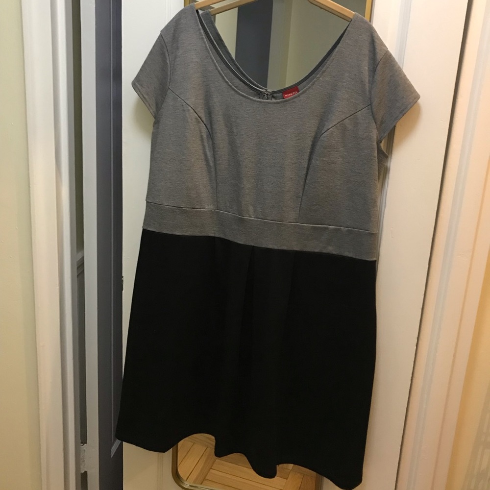 Gray and black color block dress